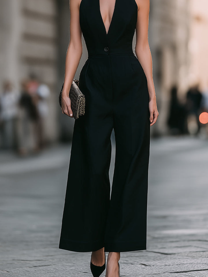 Florine Getailleerde Jumpsuit met V-hals