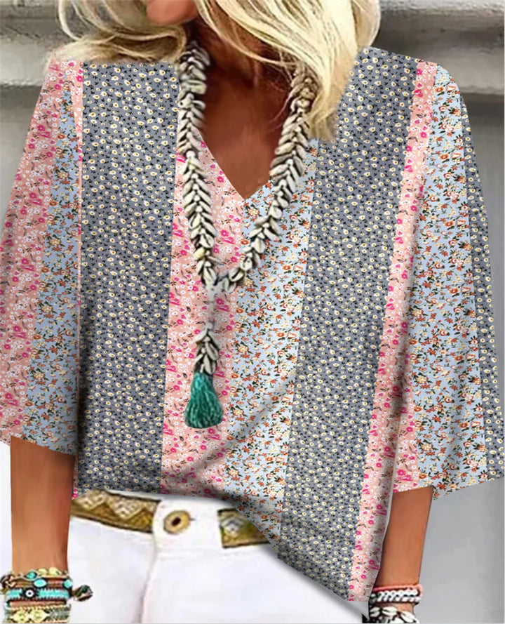 Mosaic Relaxte Top met V-hals