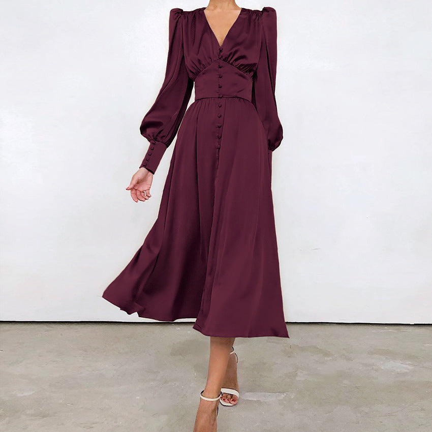Catalina Tijdloze Midi Jurk met V-hals