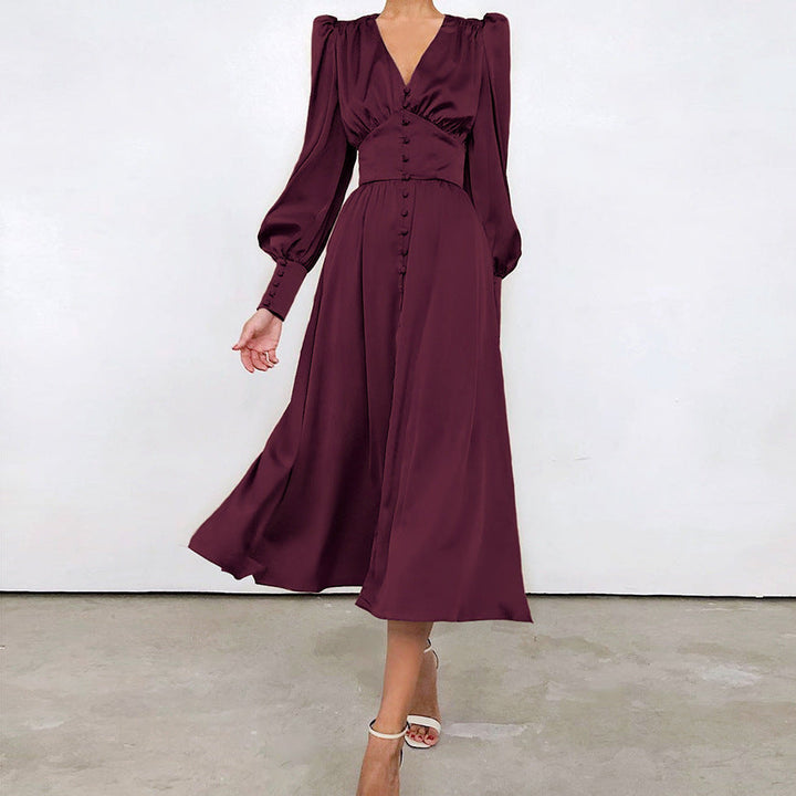 Catalina Tijdloze Midi Jurk met V-hals