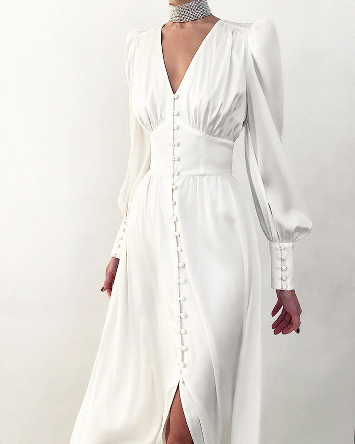 Catalina Tijdloze Midi Jurk met V-hals