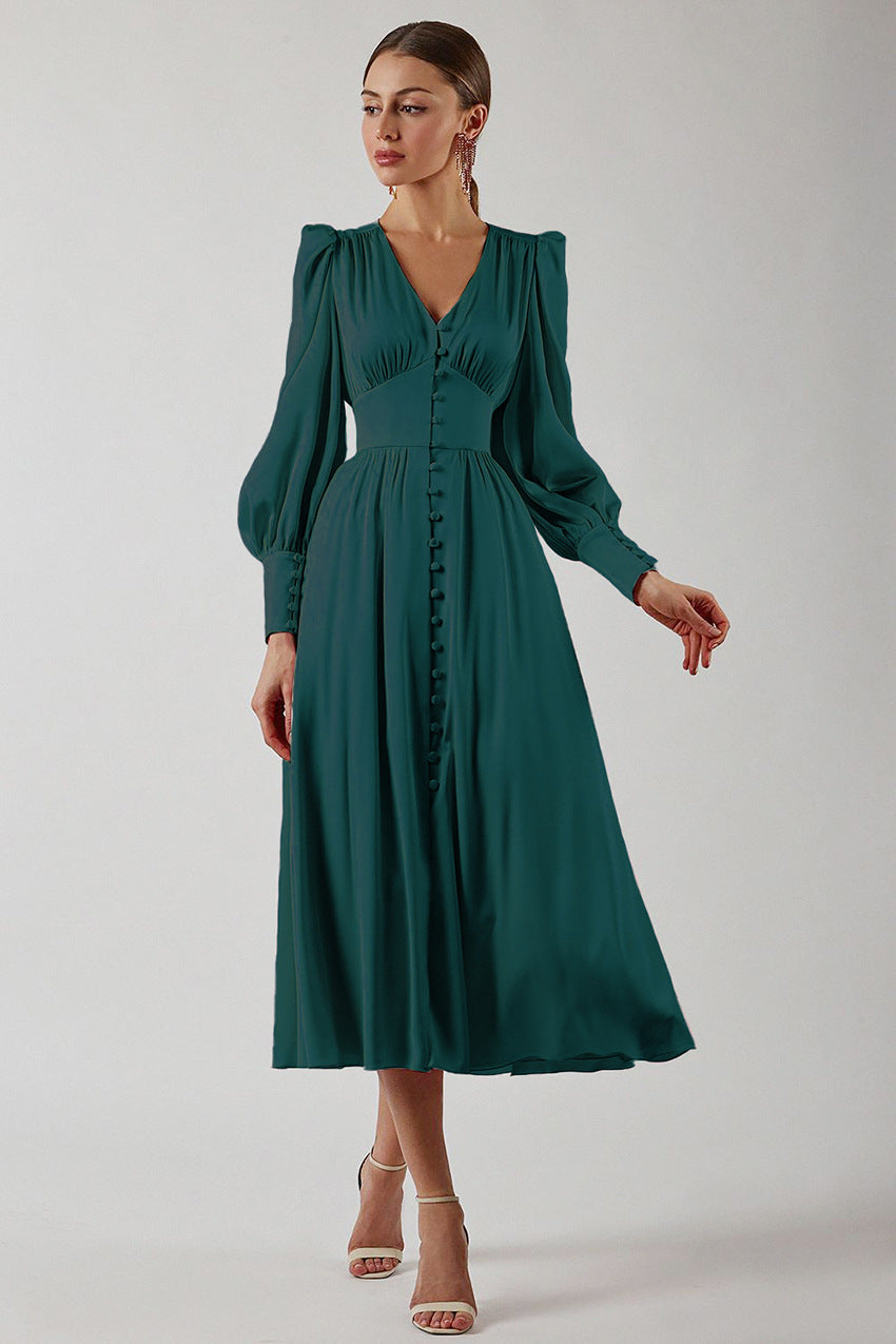 Catalina Tijdloze Midi Jurk met V-hals
