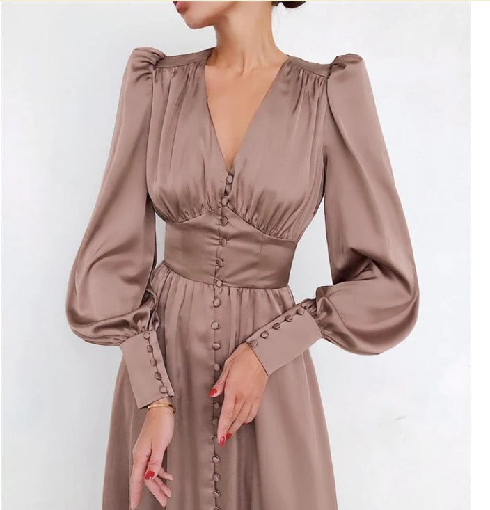 Catalina Tijdloze Midi Jurk met V-hals
