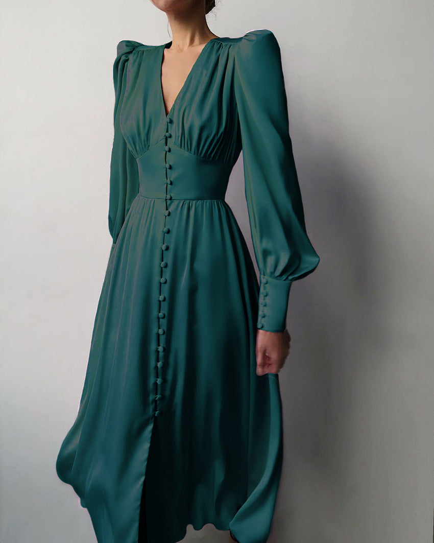 Catalina Tijdloze Midi Jurk met V-hals