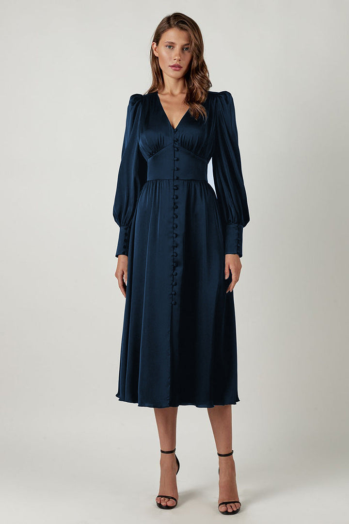 Catalina Tijdloze Midi Jurk met V-hals