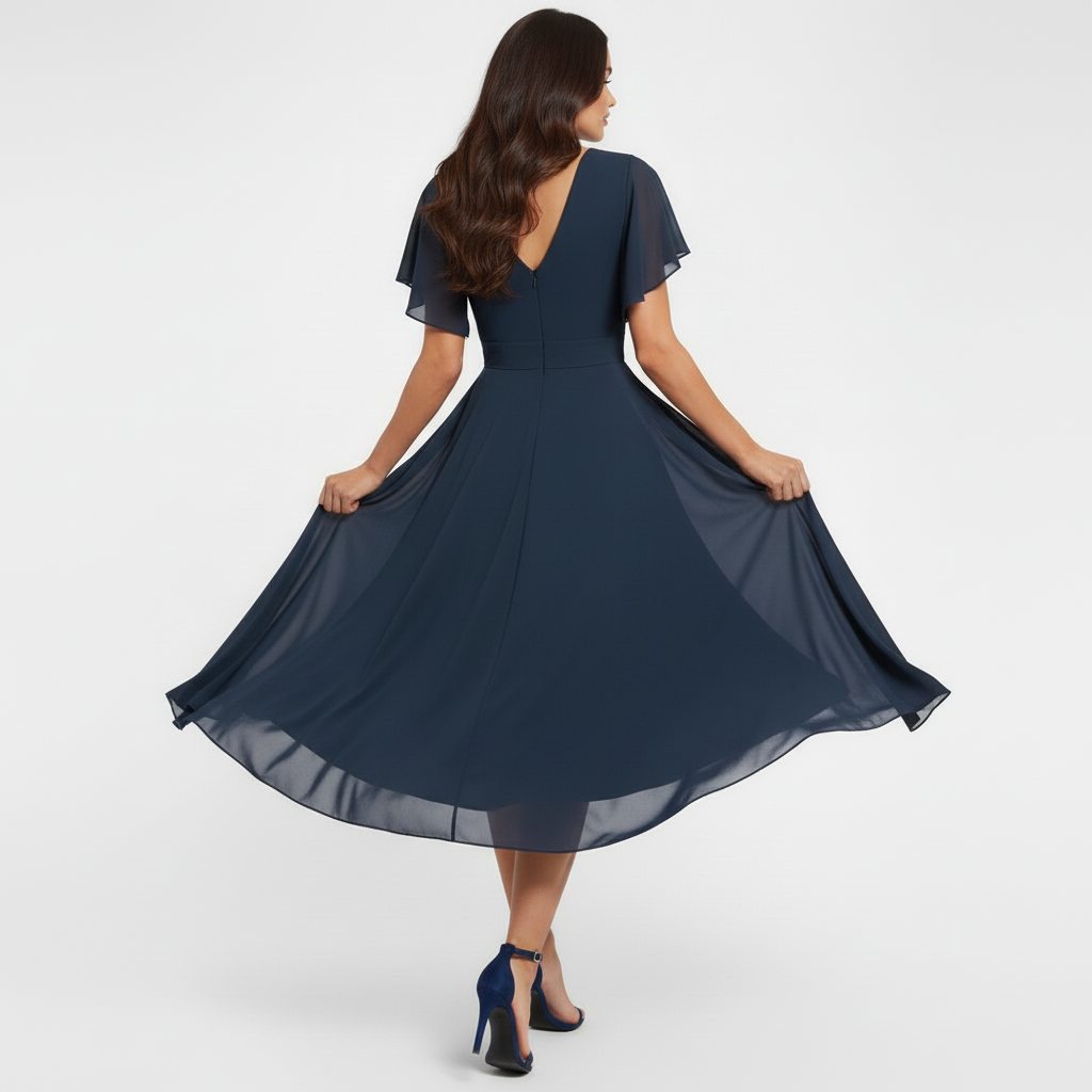 Catalina Elegante Midi Jurk met V-hals