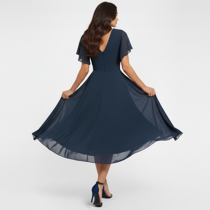 Catalina Elegante Midi Jurk met V-hals
