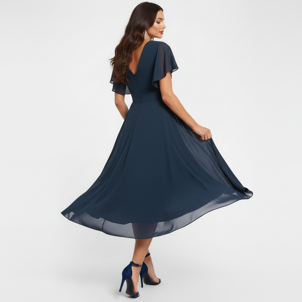 Catalina Elegante Midi Jurk met V-hals