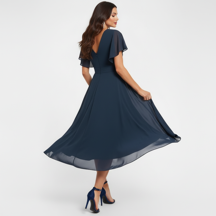 Catalina Elegante Midi Jurk met V-hals