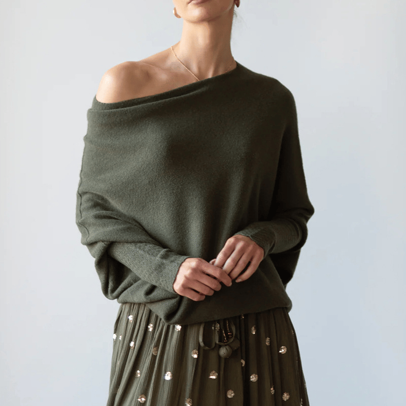 Celestina Relaxte Trui met Off-shoulder