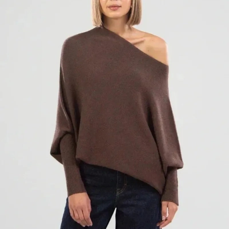 Celestina Relaxte Trui met Off-shoulder