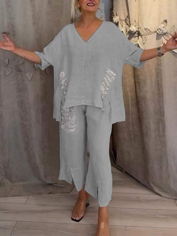 Parel Relaxte Set met V-hals