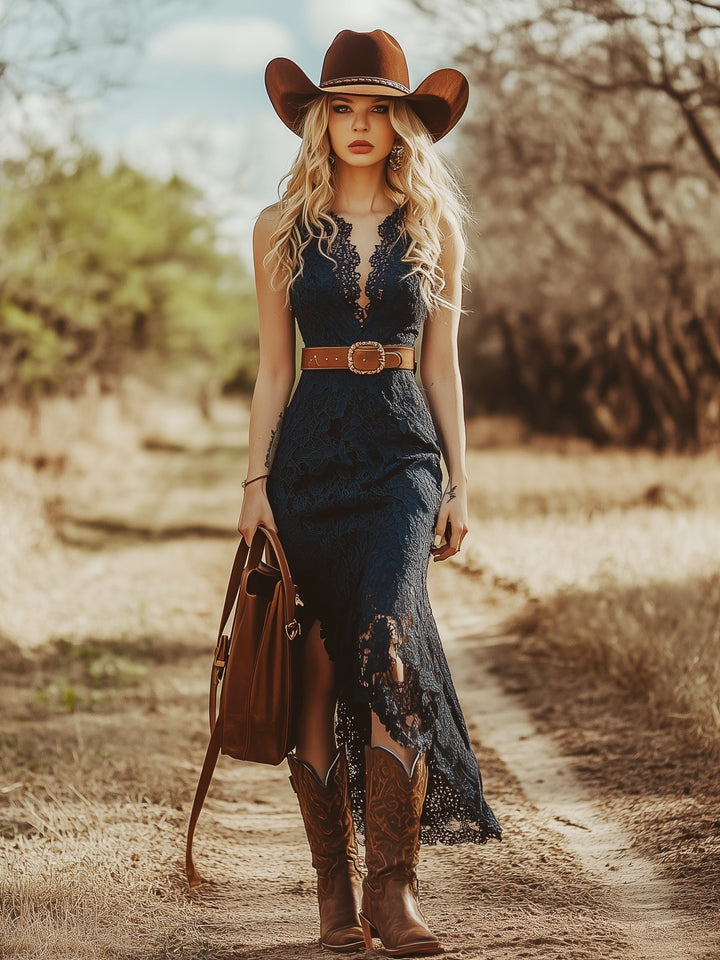 Desiree Elegante Midi Jurk met V-hals