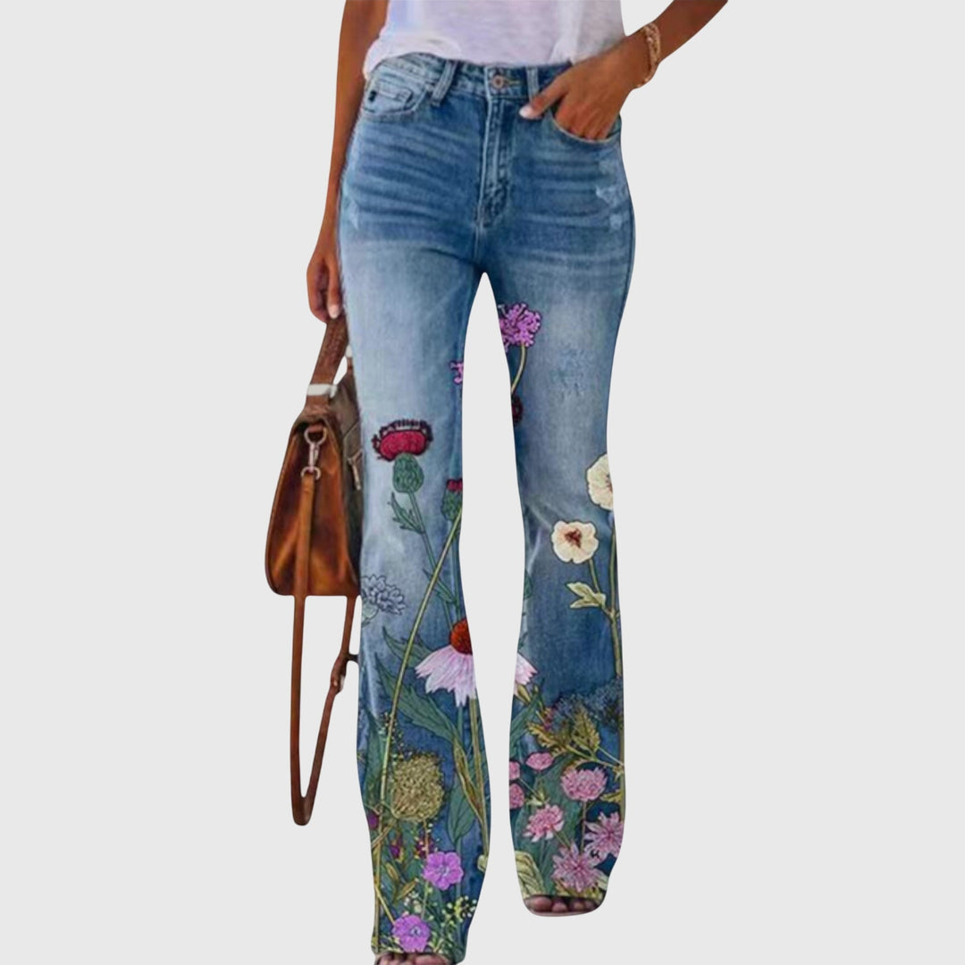 Hilde557 Wijde Broek met Bloemenprint