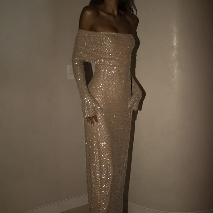 Greetje Stijlvolle Maxi Jurk met Off-shoulder