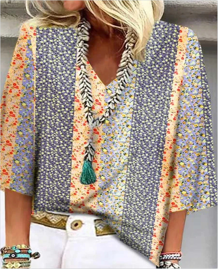 Mosaic Relaxte Top met V-hals