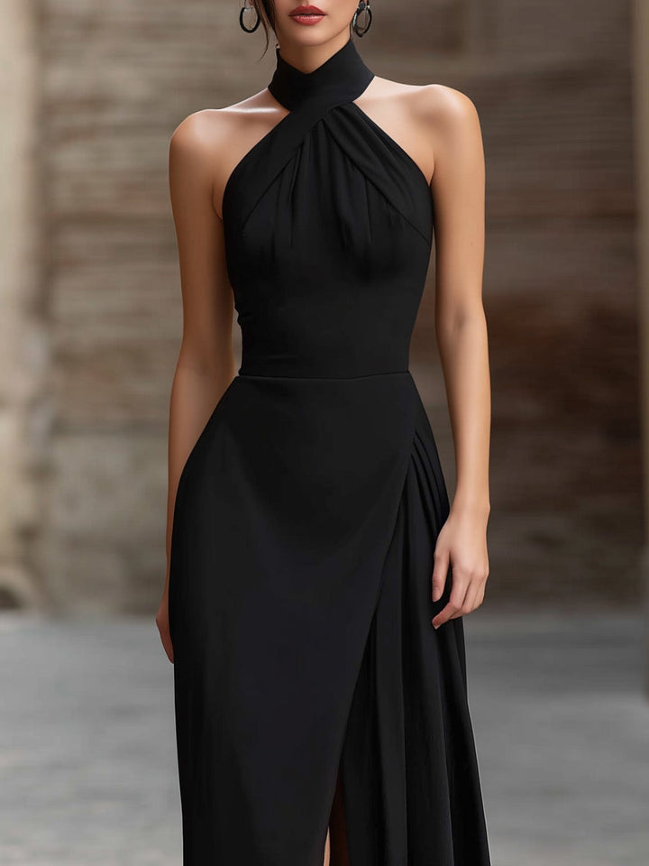 Suze Getailleerde Maxi Jurk met Halterhals