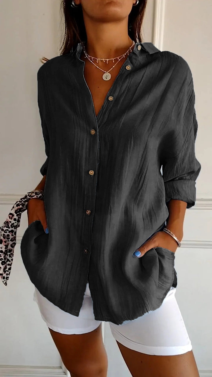 Azure Relaxte Blouse met Knoopdetails