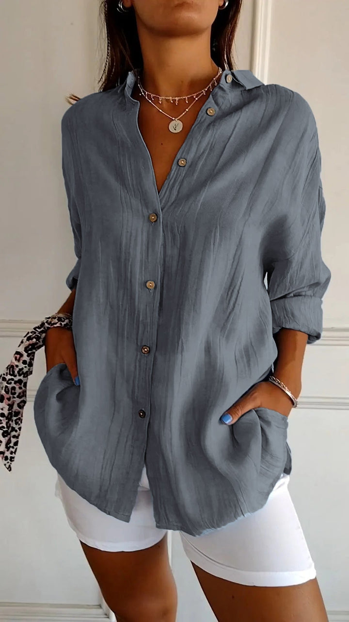 Azure Relaxte Blouse met Knoopdetails