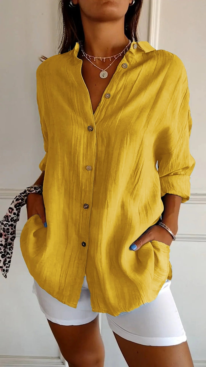 Azure Relaxte Blouse met Knoopdetails