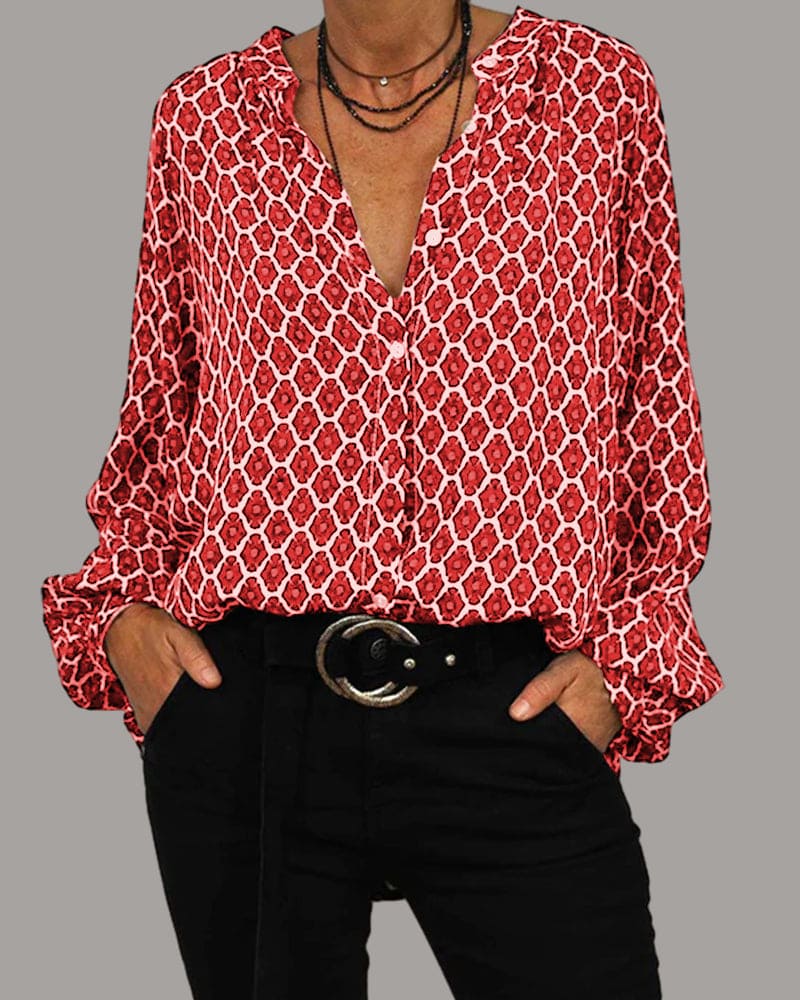 Luna Stijlvolle Blouse met V-hals