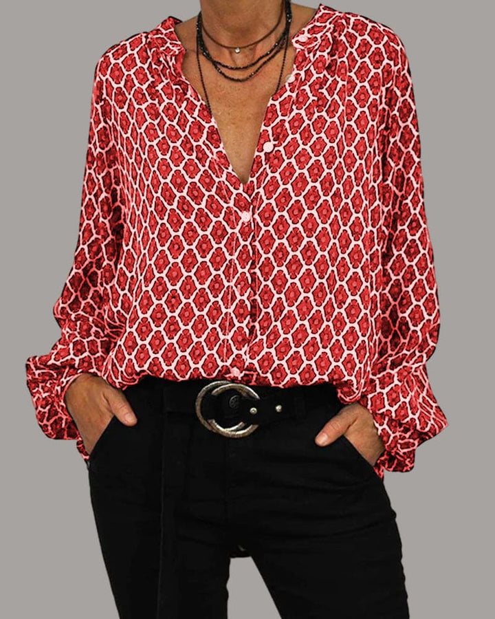Luna Stijlvolle Blouse met V-hals