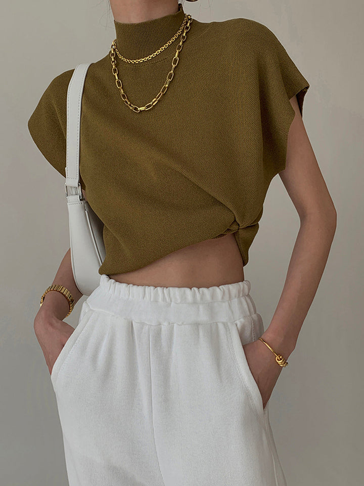 Hailey | Dames Mock Neck Korte Mouw Casual Top