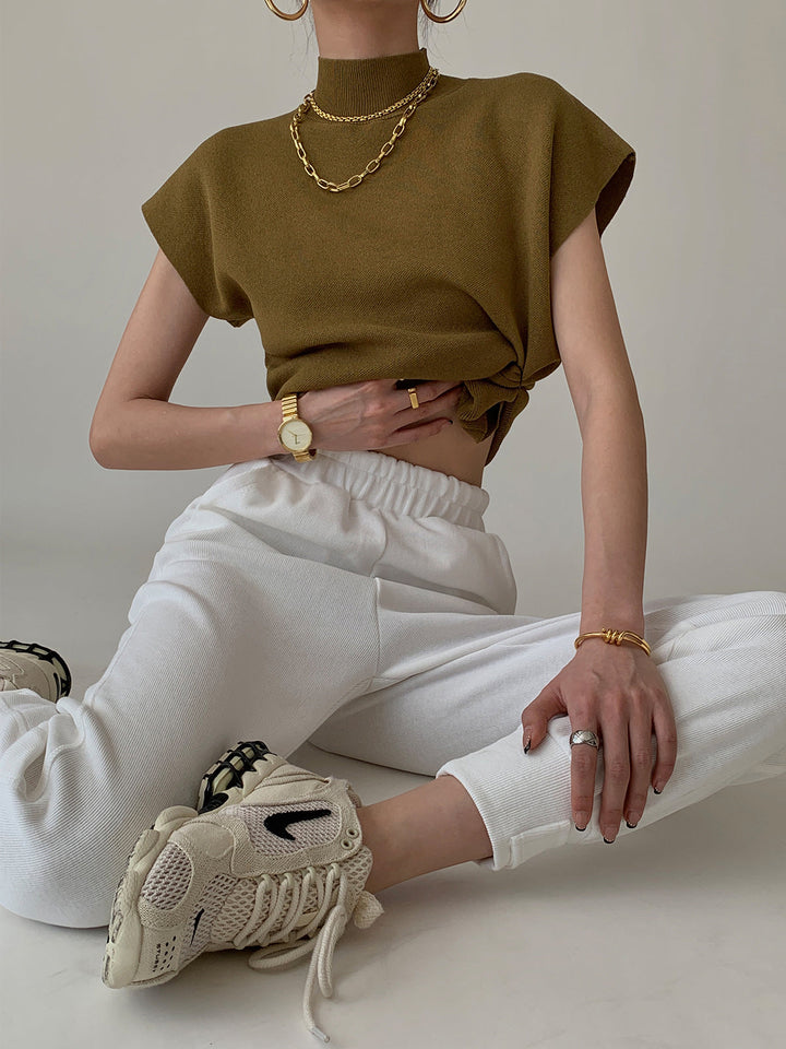 Hailey | Dames Mock Neck Korte Mouw Casual Top