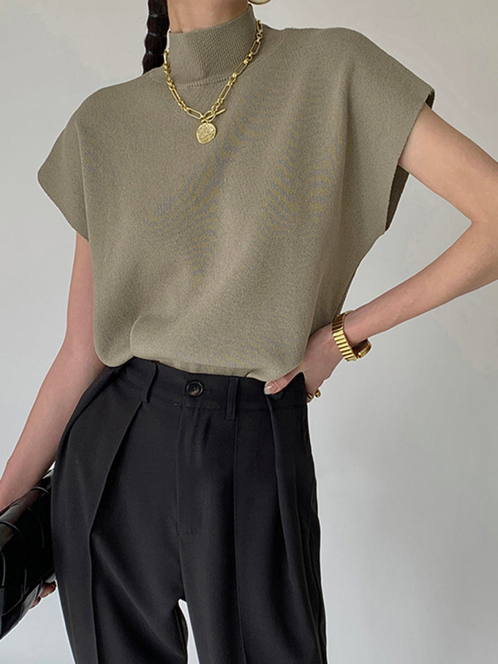 Hailey | Dames Mock Neck Korte Mouw Casual Top
