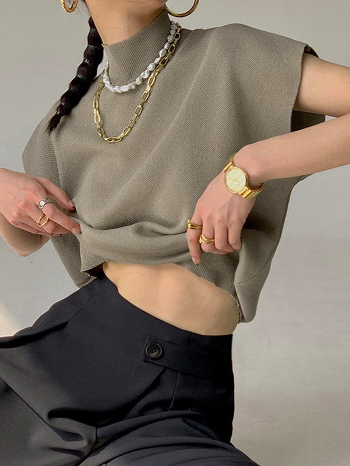 Hailey | Dames Mock Neck Korte Mouw Casual Top