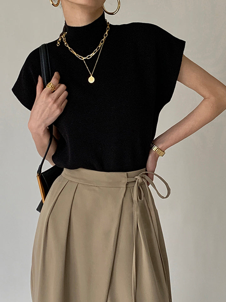 Hailey | Dames Mock Neck Korte Mouw Casual Top