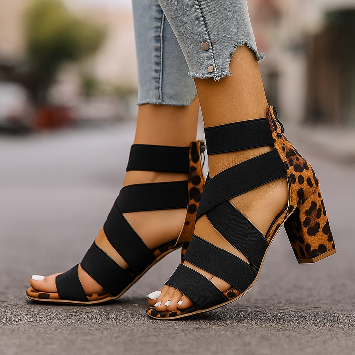 Lila Elegante Sandalen met Blokhak