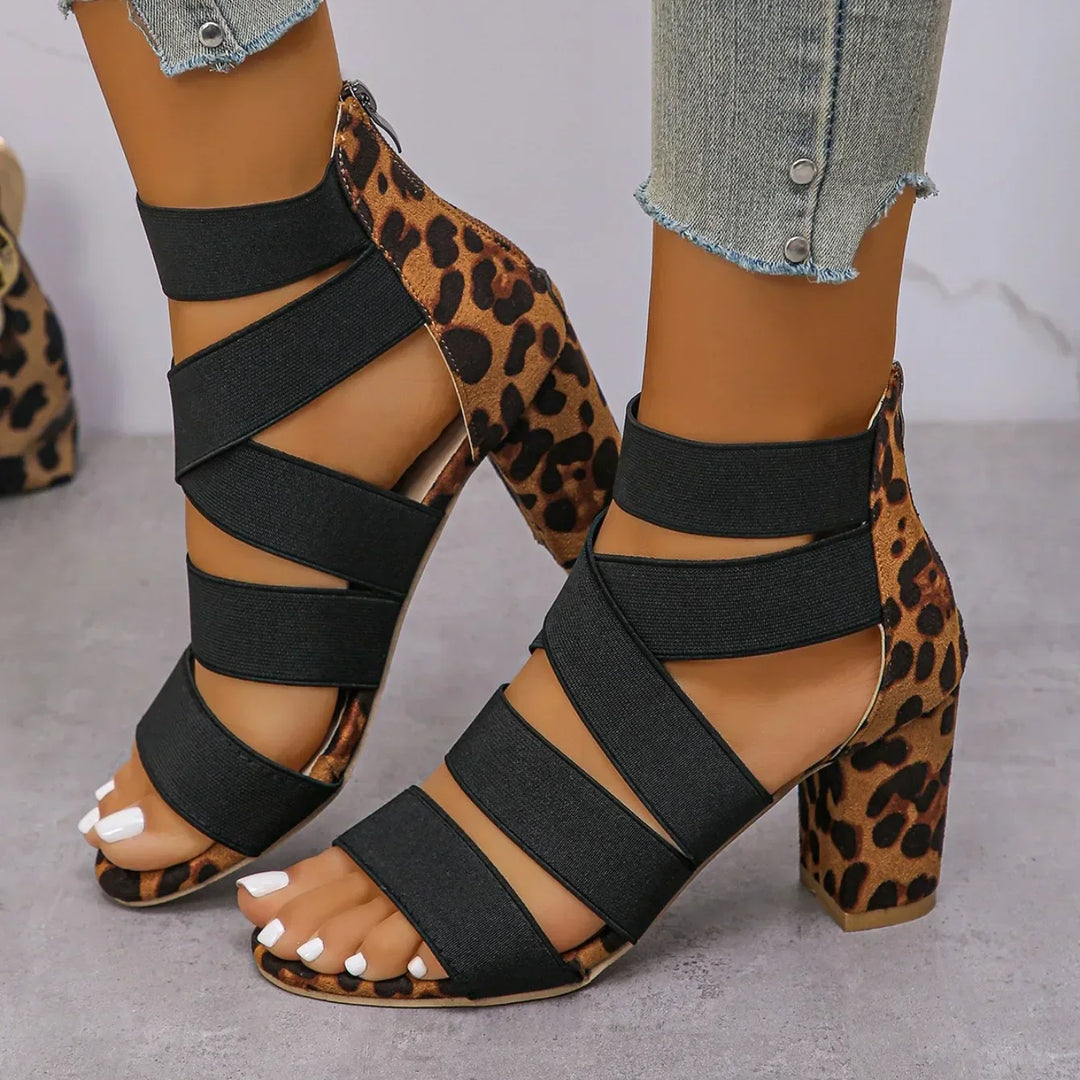 Lila Elegante Sandalen met Blokhak