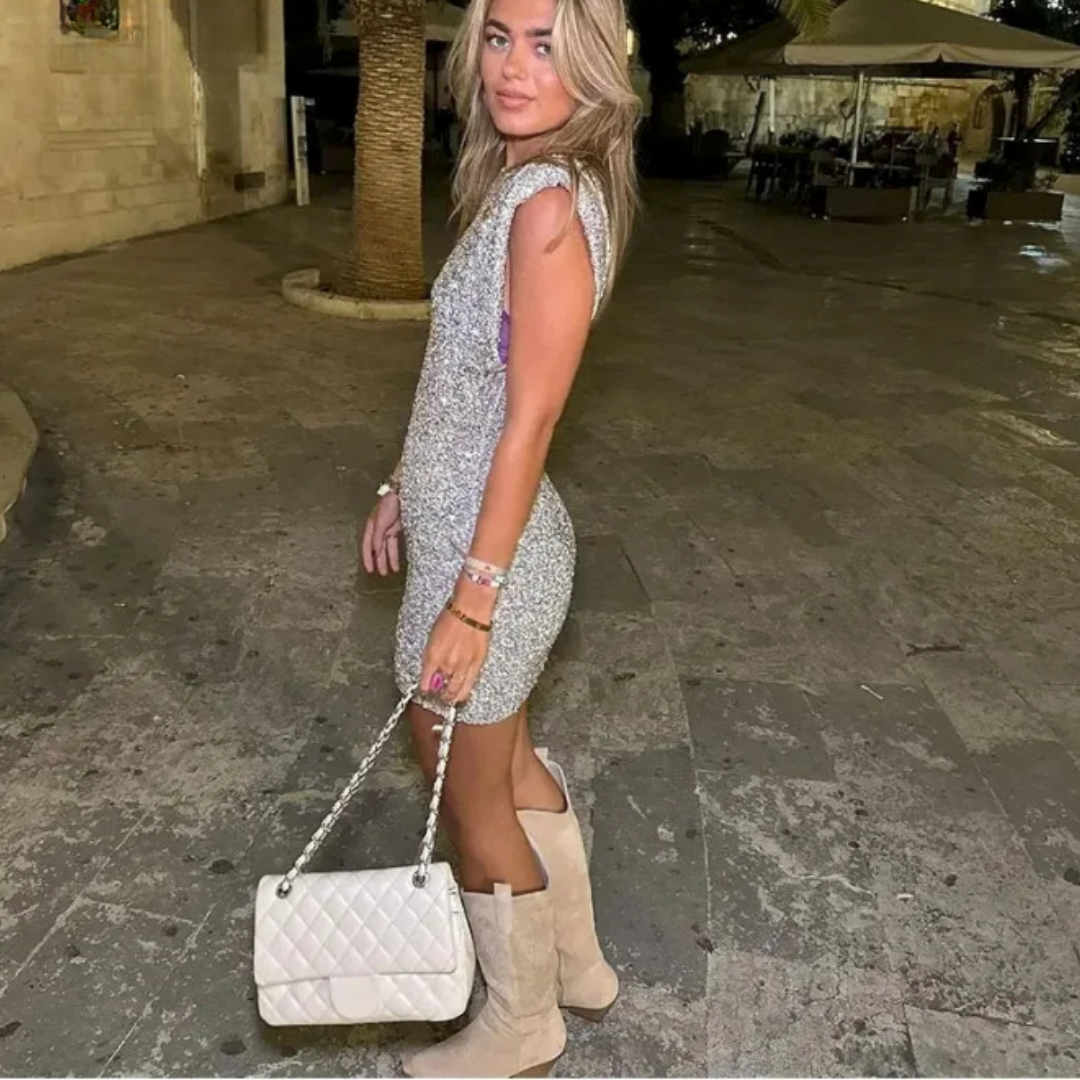 Sterre Getailleerde Jurk met Pailletten