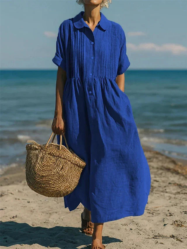Meredith Verfijnde Midi Jurk met Knoopdetails
