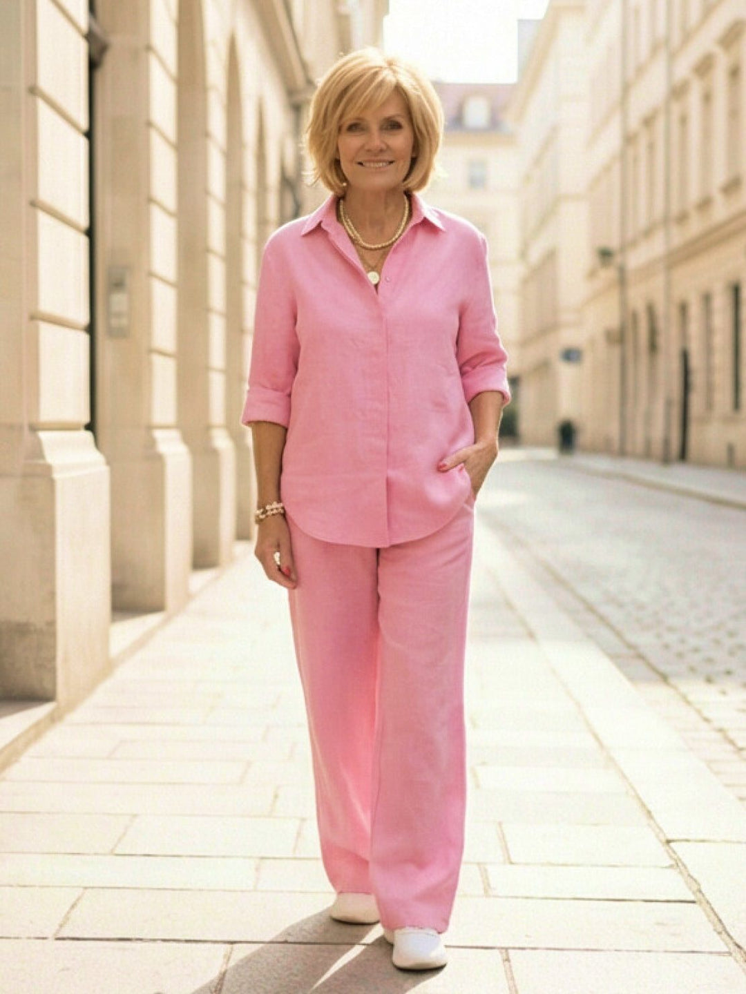 Vivian Getailleerde Set met Knoopdetails