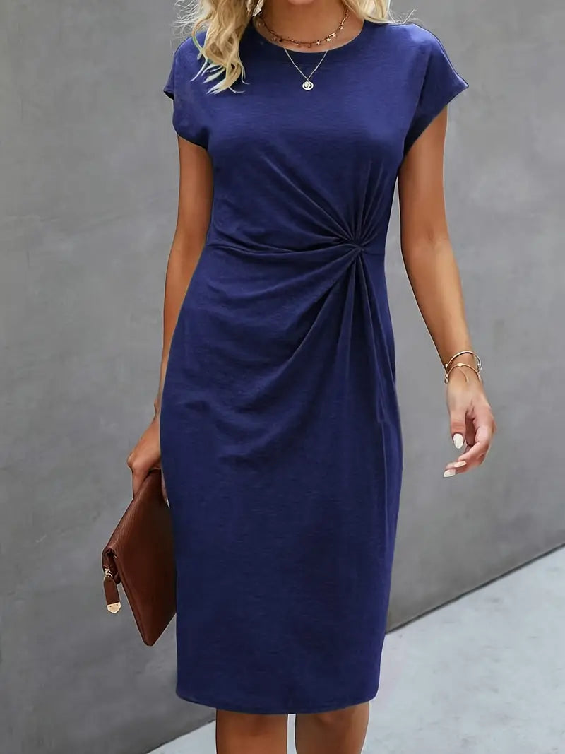 Persephone Elegante Midi Jurk met Ronde hals