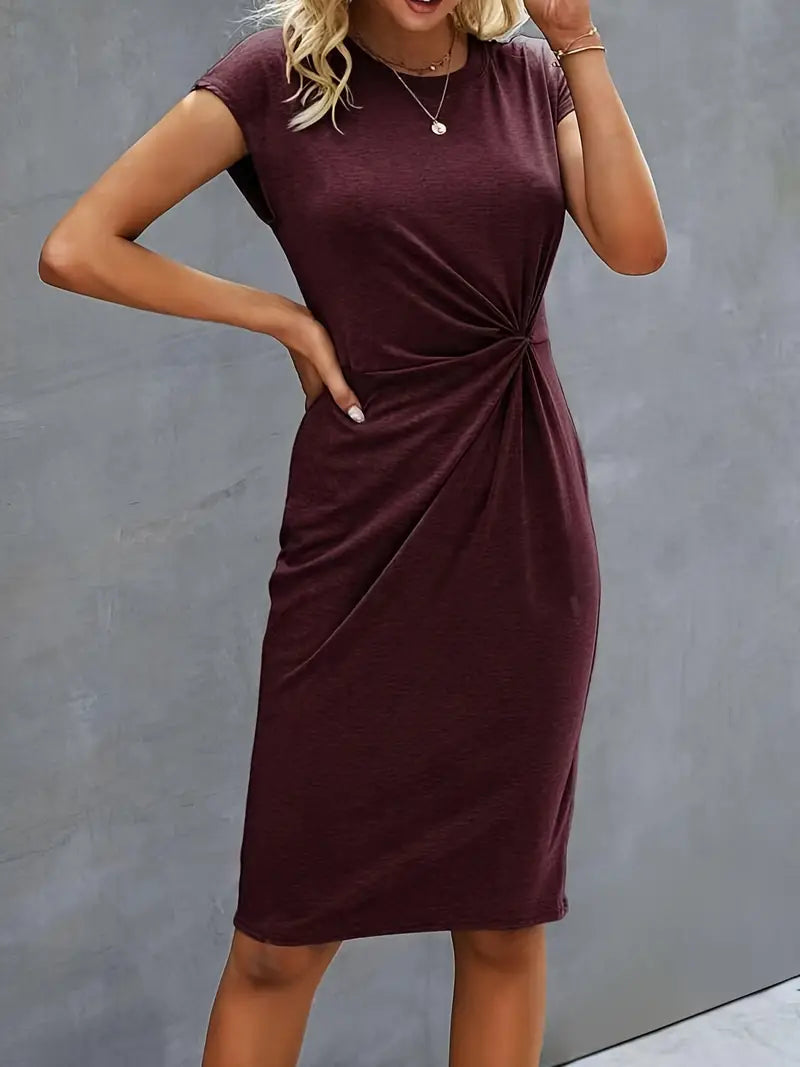 Persephone Elegante Midi Jurk met Ronde hals