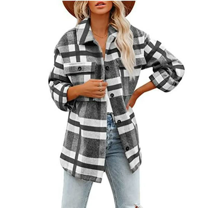 Lara Relaxte Blouse met Ruitprint