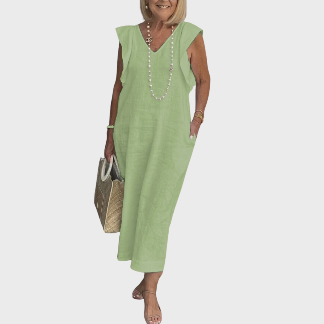 Rosalinda Tijdloze Maxi Jurk met V-hals