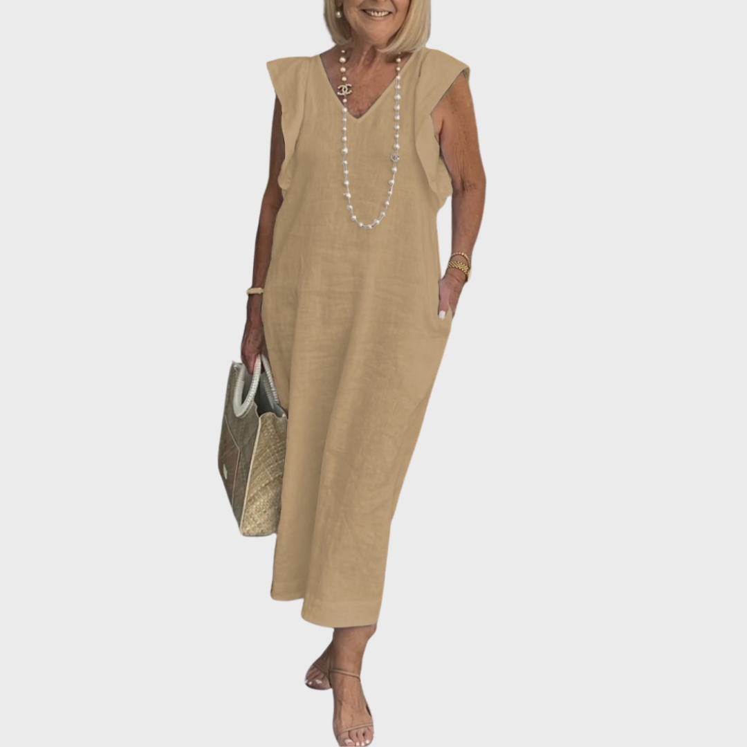 Rosalinda Tijdloze Maxi Jurk met V-hals