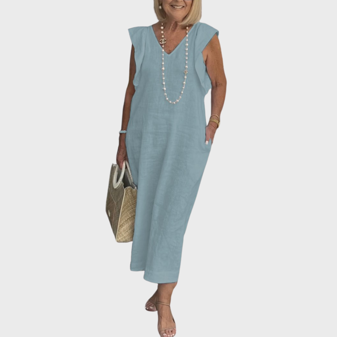 Rosalinda Tijdloze Maxi Jurk met V-hals
