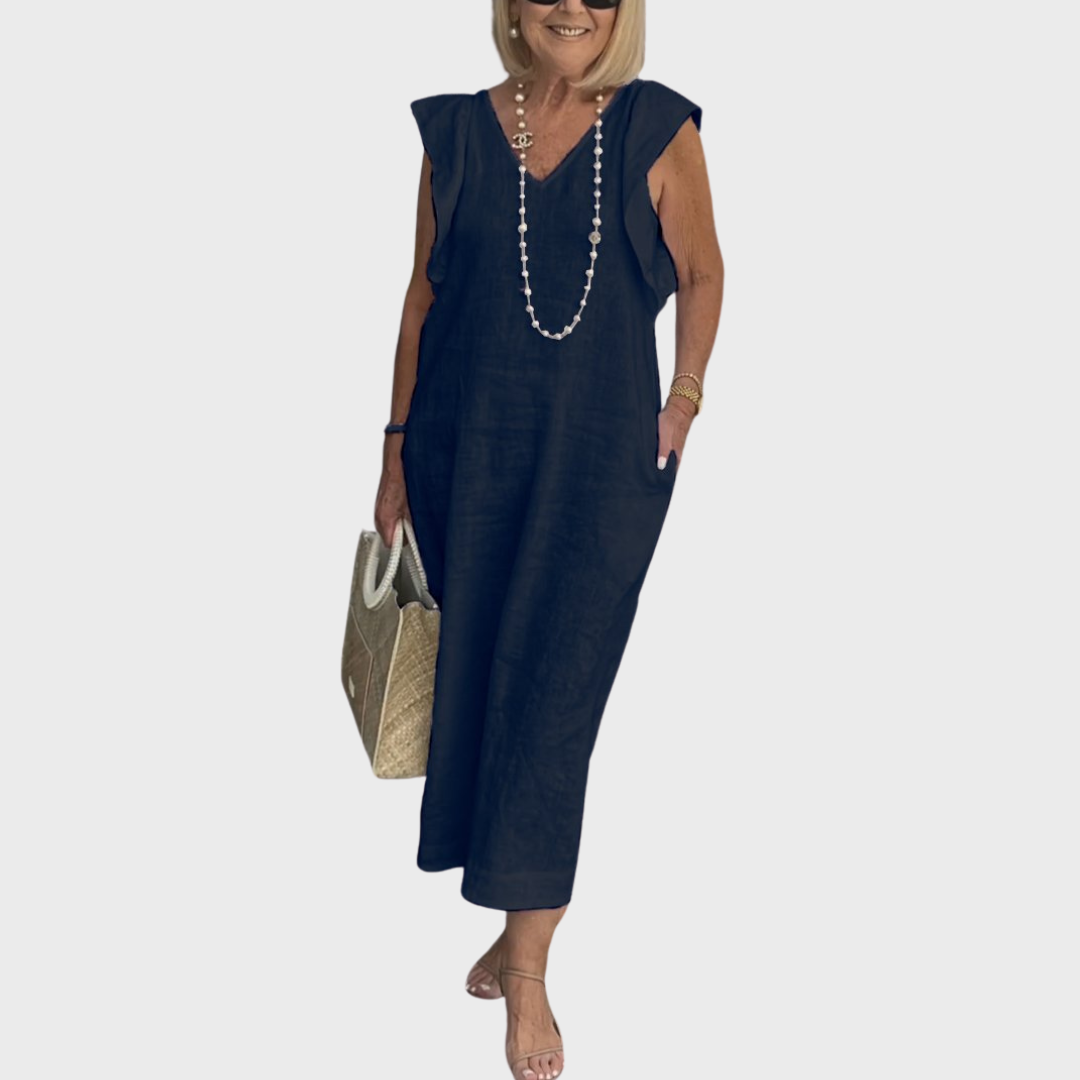 Rosalinda Tijdloze Maxi Jurk met V-hals