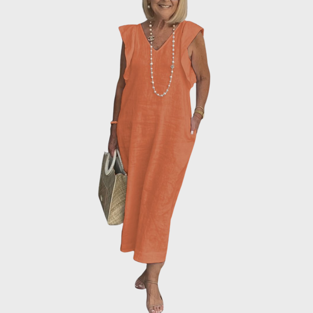 Rosalinda Tijdloze Maxi Jurk met V-hals