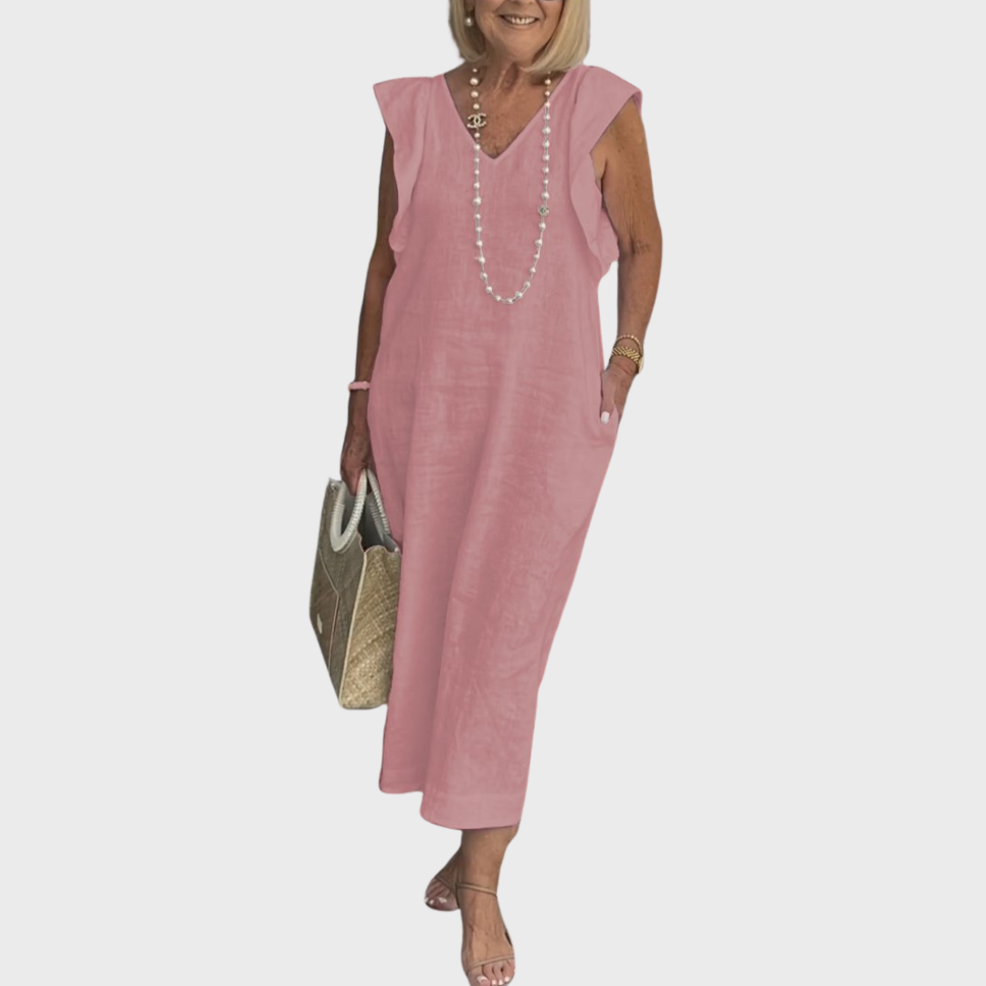 Rosalinda Tijdloze Maxi Jurk met V-hals