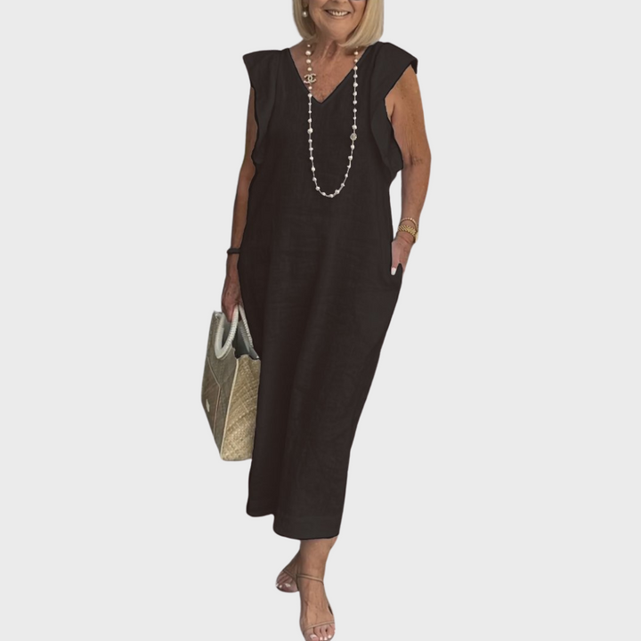 Rosalinda Tijdloze Maxi Jurk met V-hals