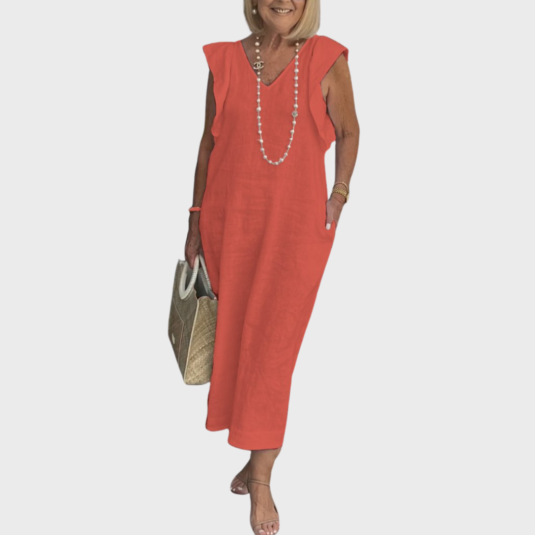 Rosalinda Tijdloze Maxi Jurk met V-hals