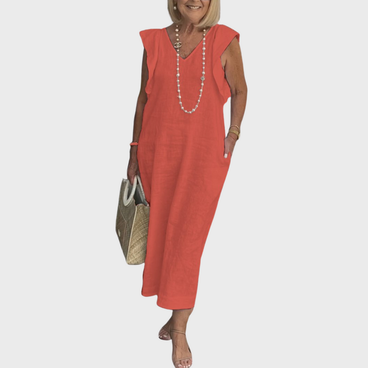 Rosalinda Tijdloze Maxi Jurk met V-hals