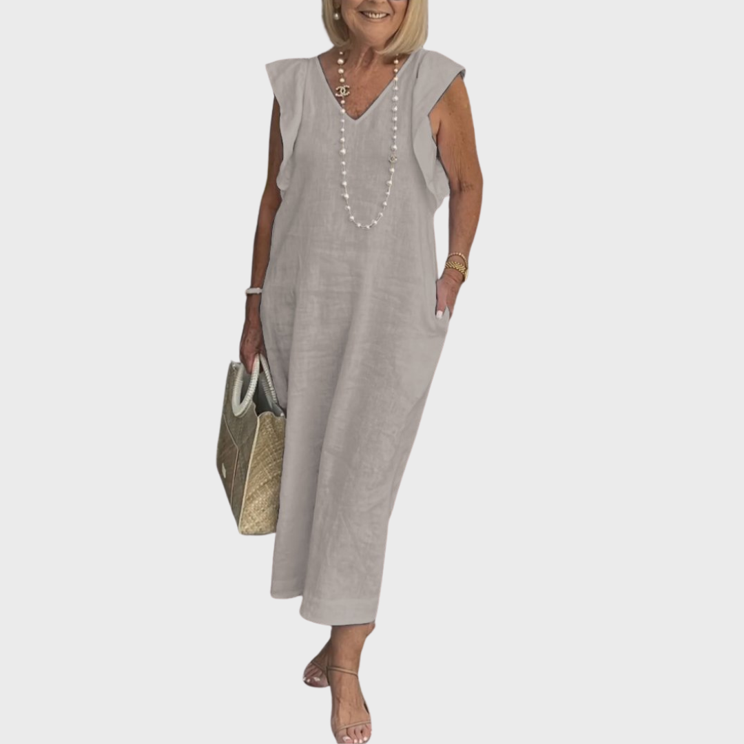 Rosalinda Tijdloze Maxi Jurk met V-hals