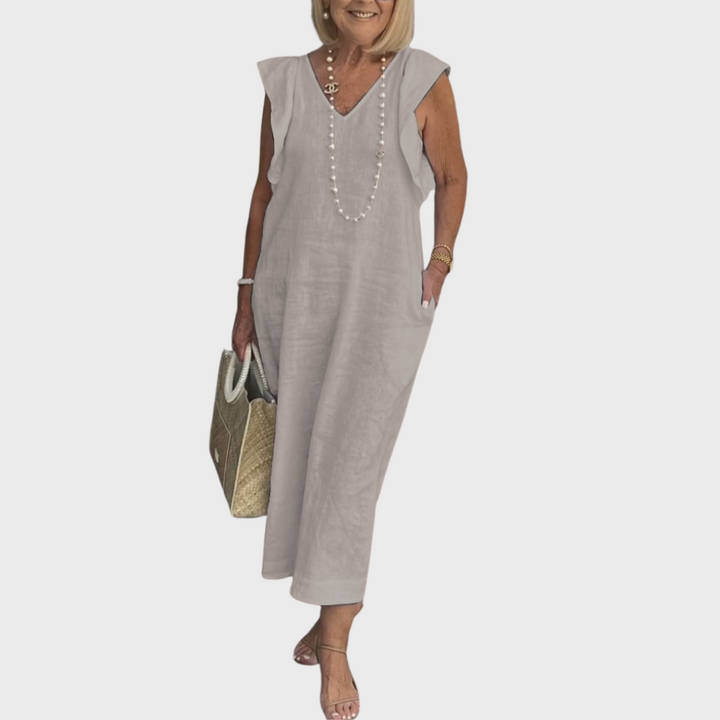 Rosalinda Tijdloze Maxi Jurk met V-hals